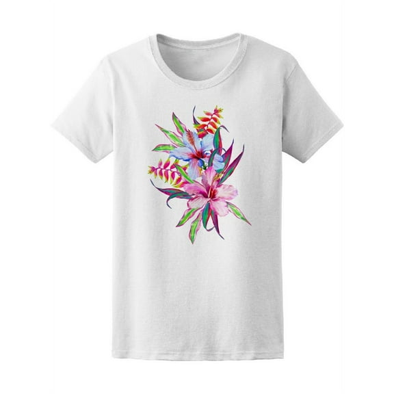 Tropical Flowers Hibiscus T-Shirt Women -Image by Shutterstock, Female Medium