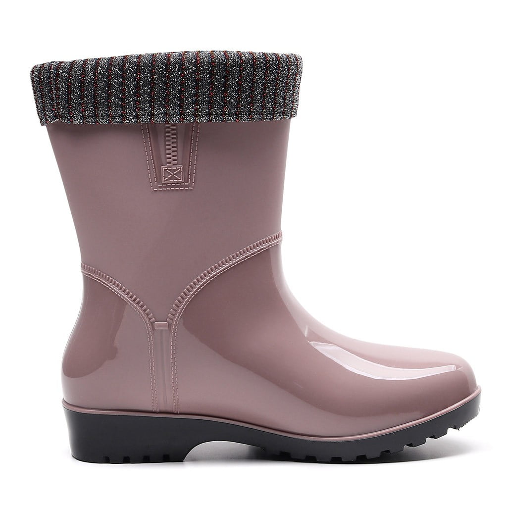 Mepaouo Rain Boots for Women Mid Calf Rubber Waterproof Garden Work Water Rainboot for Outdoor