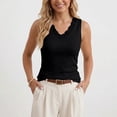 thumbnail image 2 of Alun Womens Summer V-Neck Lace Tank Tops 2026 Sleeveless Elegant Casual Trendy Going out Camisole Stretch Slim Fit Solid Color Daily Wear Black L, 2 of 5