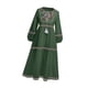 thumbnail image 4 of Vestido bohemio de manga larga para mujer, de viaje, de lino y algodón con bordados intensos, corte en a , Verde, 4 of 8