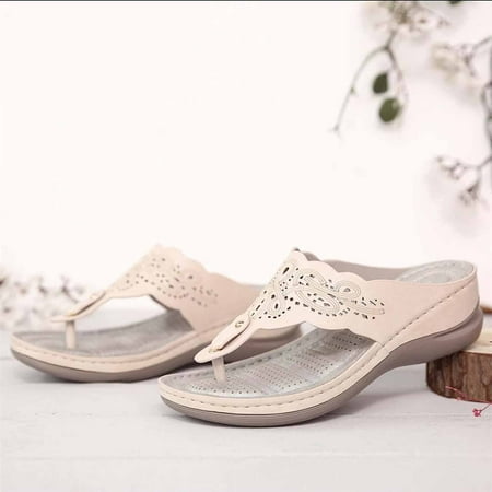 

Women s Wedge Heel Flip Flops Multicolor Embroidered Sandals Slippers