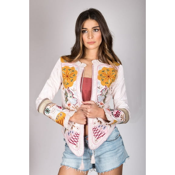 Shoklett: Pale Pink Rose Ruffled Jody Cotton Jacket