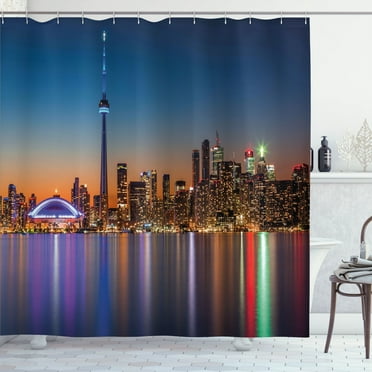 Ambesonne Dark Blue Shower Curtain, Toronto Urban City, 69"Wx84"L, Dark Blue