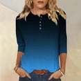 thumbnail image 2 of Eryao Limited Time Deal Henley Blouses for Women Trendy 2025 Summer Button Up Top Casual Gradient Color T Shirt Lightweight Soft Round Neck Pullover Tops,Dark Blue,S, 2 of 6