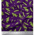 thumbnail image 1 of Soimoi Purple Rayon Fabric Green Peas Vegetable Decor Fabric Printed Yard 56 Inch Wide, 1 of 3