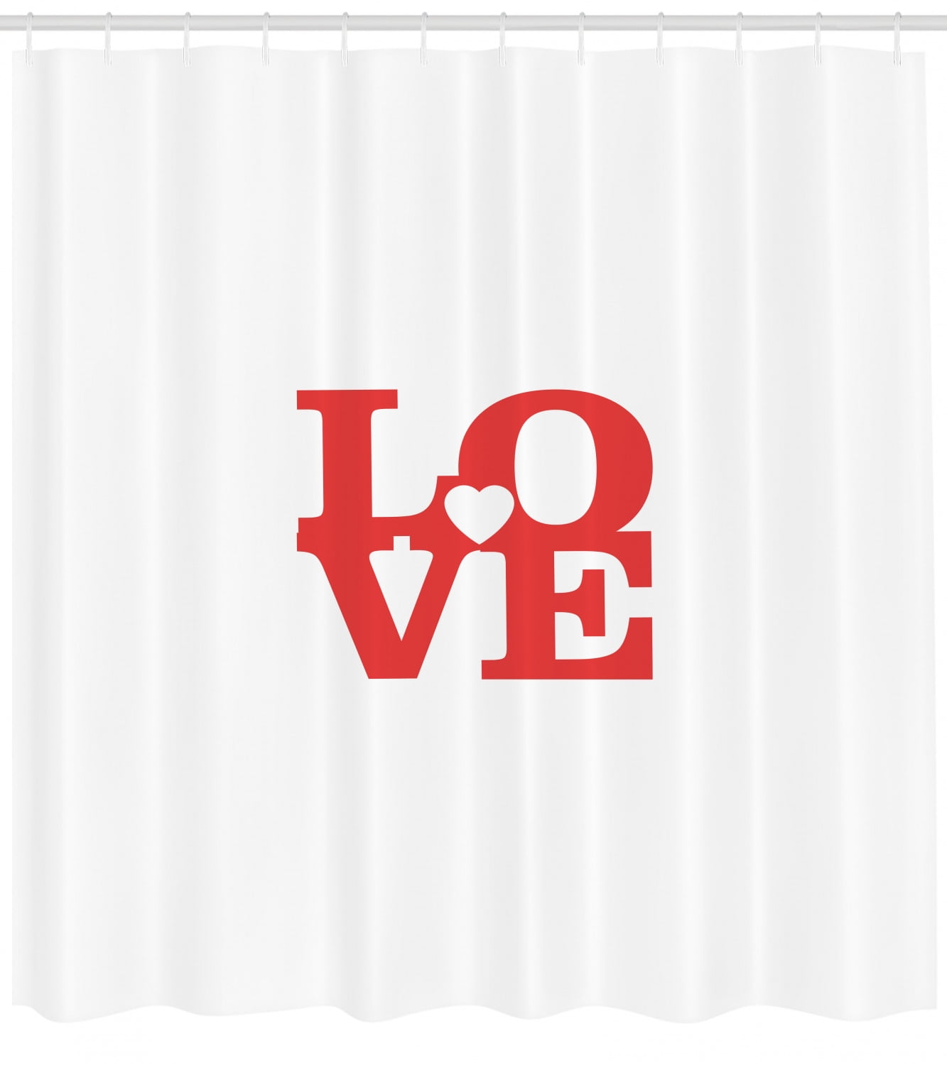 Love Shower Curtain, Valentines Day Design Romance Themed Vintage