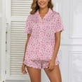thumbnail image 3 of SWSMCLT Women's Breathable Pajama Set Boyshorts Comfy Classic Matching Sets Loungewear Set Button Chic Elastic Band Pink Medium, 3 of 4