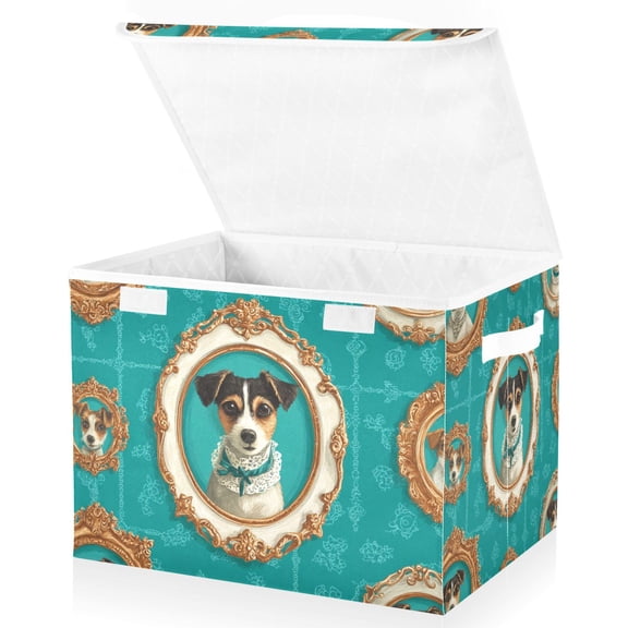 Foldable Fabric Storage Bin With Handle Collapsible Basket Box Storage With Lid Organizer The Little Dog Wearing Victorian