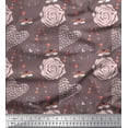 thumbnail image 1 of Soimoi Cotton Poplin Fabric Heart,Bee & Floral Artistic Printed Fabric 1 Yard 42 Inch Wide, 1 of 1