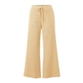 thumbnail image 4 of Delayuji Striped Linen Pants for Women Wide Leg Pant Elastic Waist Lightweight Casual Pants Trousers Streestwear, 4 of 5