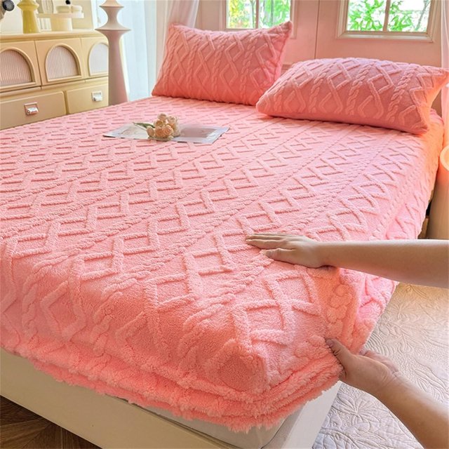 Elastic Bed Sheets, Elastic Bed Sheets Queen Size, Elastic Bed Sheets Quilted, Elastic Bedsheet, Elastic Bedsheets Queen Size Bed, Fuzzy Bed Sheets, Fluffy Sheets (Pink,Cal-King)