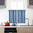 thumbnail image 6 of Buffalo Check Plaid Short Window Curtain, White and Navy Blue Tier Curtains-2 Panels, 28"x24", 6 of 6