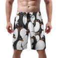 thumbnail image 1 of NICKSUN Men's Swim Trunks, Penguins Print Quick Dry Summer Board Beach Shorts with Mesh Lining and Pockets, 1 of 6