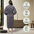 thumbnail image 3 of GOLD TEXTILES Premium Terry Cloth Robes for Women Lightweight Long Bathrobe, Adjustable Towel Robe Belt with Collar Medium Long Gray Pack of 1, 3 of 6