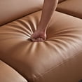 thumbnail image 6 of 147.6" Leather Sectional Sofa Curved Couch Modern Eco-leather Sofa 4 Seat Upholstered Couch with Right Wide Chaise for Living Room Office, Brown, 6 of 9