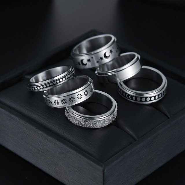 6 anillos de ansiedad, anillos de meditación, regalo para mujeres y hombres