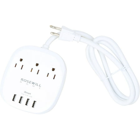 Rosewill 3 Outlet Travel Power Strip with 4 USB Charging Ports