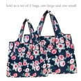 thumbnail image 3 of Wrapables Large & Small Foldable Tote Nylon Reusable Grocery Bags, Set of 2, Rose Floral, 3 of 5