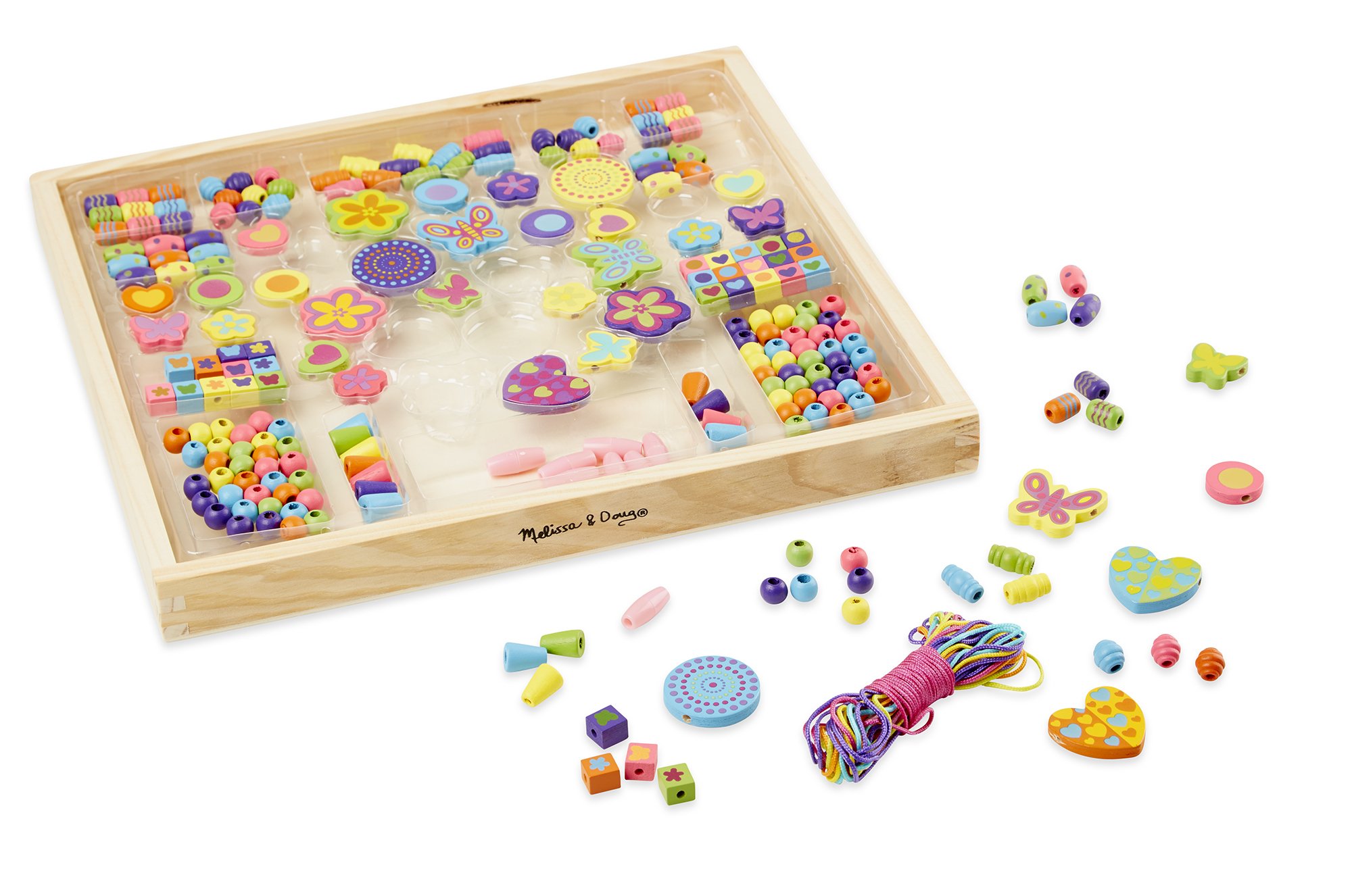 Melissa & Doug Bead Bouquet Deluxe Wooden Bead Set With 220+ Beads for JewelryMaking