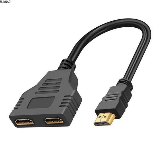 MUMQAQ HDMI Splitter Adapter Cable 1 Male To Dual HDMI 2 Way Female 4K 3D Y Splitter Cable for Laptop TV Monitor 1080P 1 in 2 Out LED 30cm
