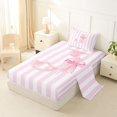 thumbnail image 2 of Manfei Alphabet J Design Twin Sheets,Pink Kawaii Bow Knot Bedding,3-Piece,1 Flat Sheet,1 Fitted Sheet and 1 Pillowcase, 2 of 6