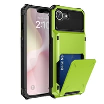 Dteck for iPhone 16E 2025 released Wallet Case, Credit Card Holder ID Slot Pocket Dual Layer Protective Bumper Rugged TPU Rubber Armor Hard Shell Cover, Green