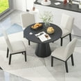 thumbnail image 3 of 5-piece Dining Set Retro Round Table with 4 Upholstered Chairs for Living Room, Dining Room (Black), 3 of 6