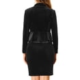 thumbnail image 3 of MODA NOVA Juniors Button Velvet Peplum Blazer and Pencil Skirt Work Suit Set, 3 of 6