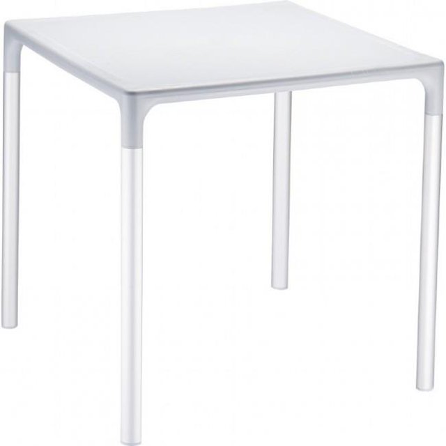 28 in. Mango Alu Square Table, Silver Gray