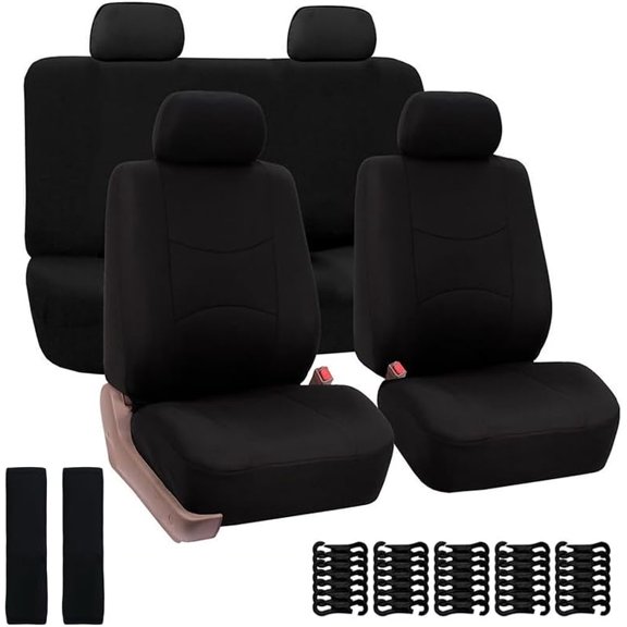 11 Piezas Fundas para Asientos de Automóvil Universal,Cubre Asientos para Auto Cómodas y Transpirables, a Prueba de Polvo,para Sedán/SUV,Fácil Instalación (Negro)