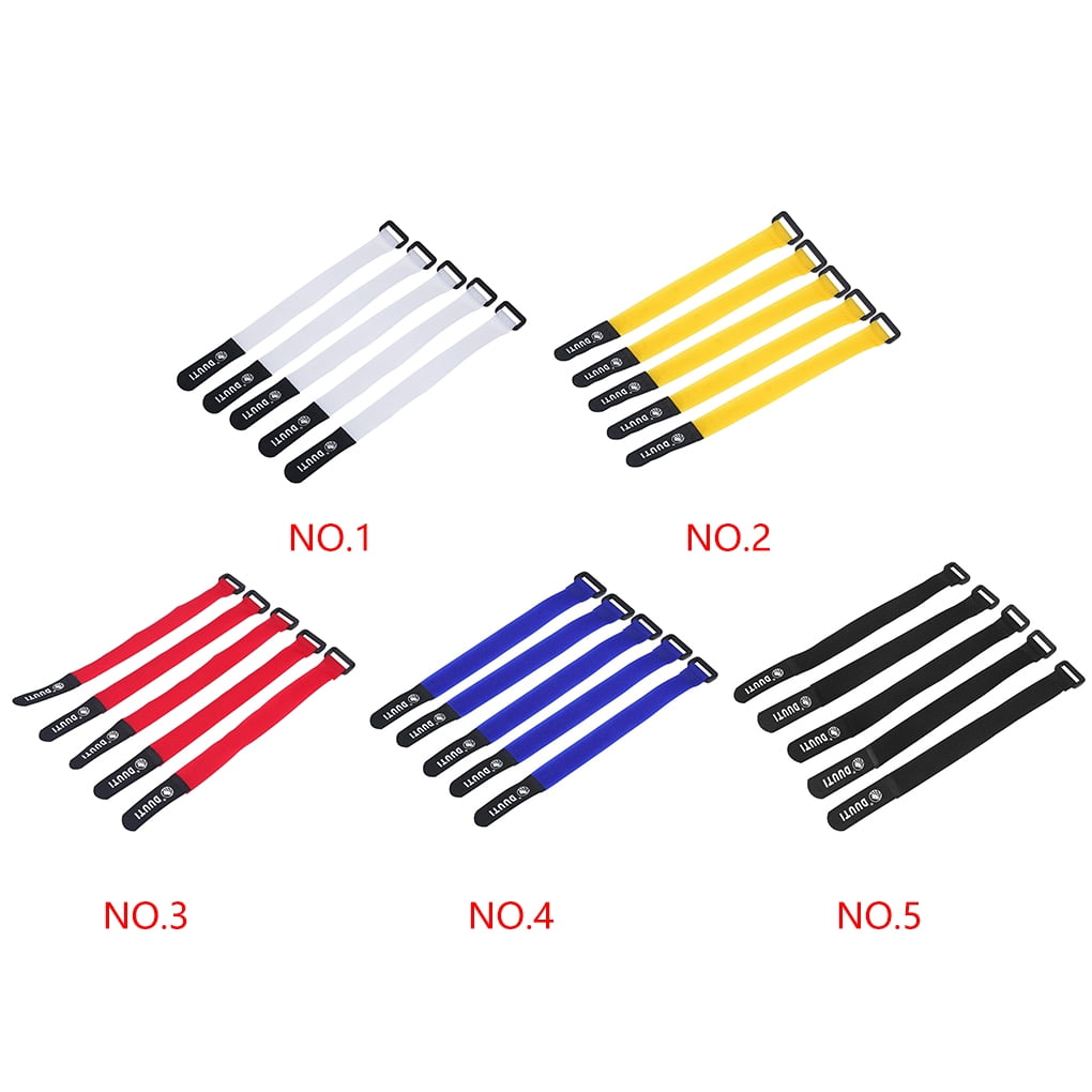 Gegong Lot De 5 Sangles Nylon Réglables Pour Guidon De Vélo – 25x2 Cm, Attaches Noires/rouges – Fixation Rapide Pour Accessoires