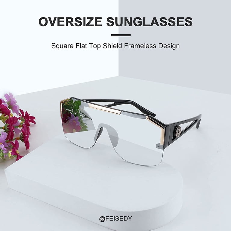 FEISEDY Square Flat Top Shield Sunglasses One Piece  display picture 1