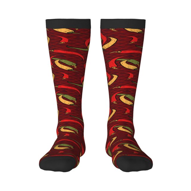 Fotbe Hot Chili Calcetas Divertidas Estampadas para Hombre y Mujer, Calcetas de Algodón hasta la Rodilla para Caminar, Correr, Enfermería y Embarazo