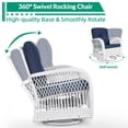 thumbnail image 2 of VIVIJASON 5-Piece Outdoor Patio White Wicker Conversation Sets, All Weather Outdoor Rattan Furniture Set Includes Glider Loveseat, 2 Coffee Table, 2 Swivel-Gliders Chairs with Cushions, Navy Blue, 2 of 6