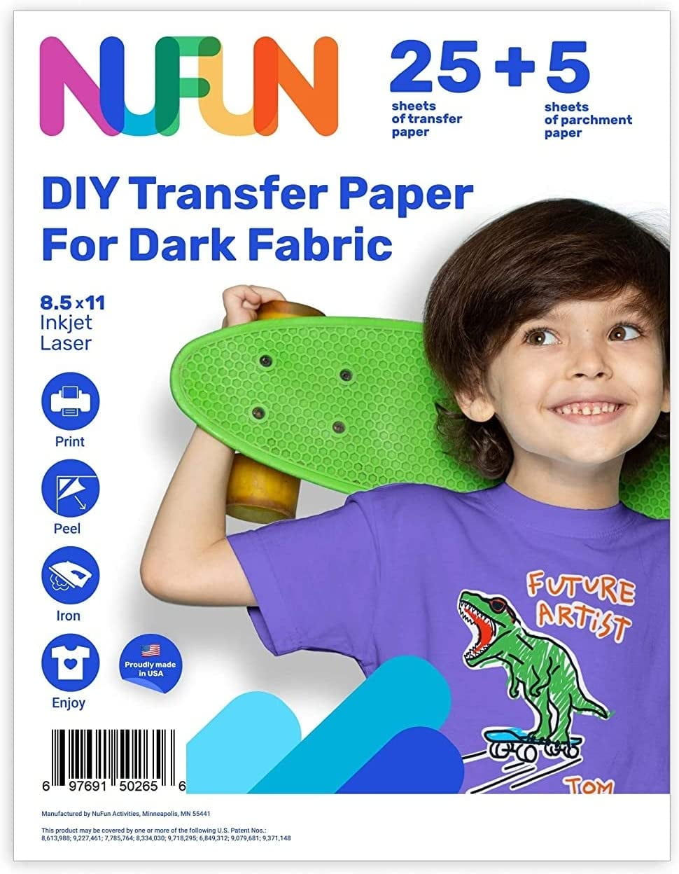 NuFun Activities Inkjet Printable IronOn Heat Transfer for Dark