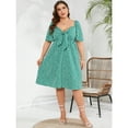 thumbnail image 2 of Women's Plus Size A Line Dress Wrap V Neck Front Knotted Dress Knee Length Midi Swing Dress, 2 of 5