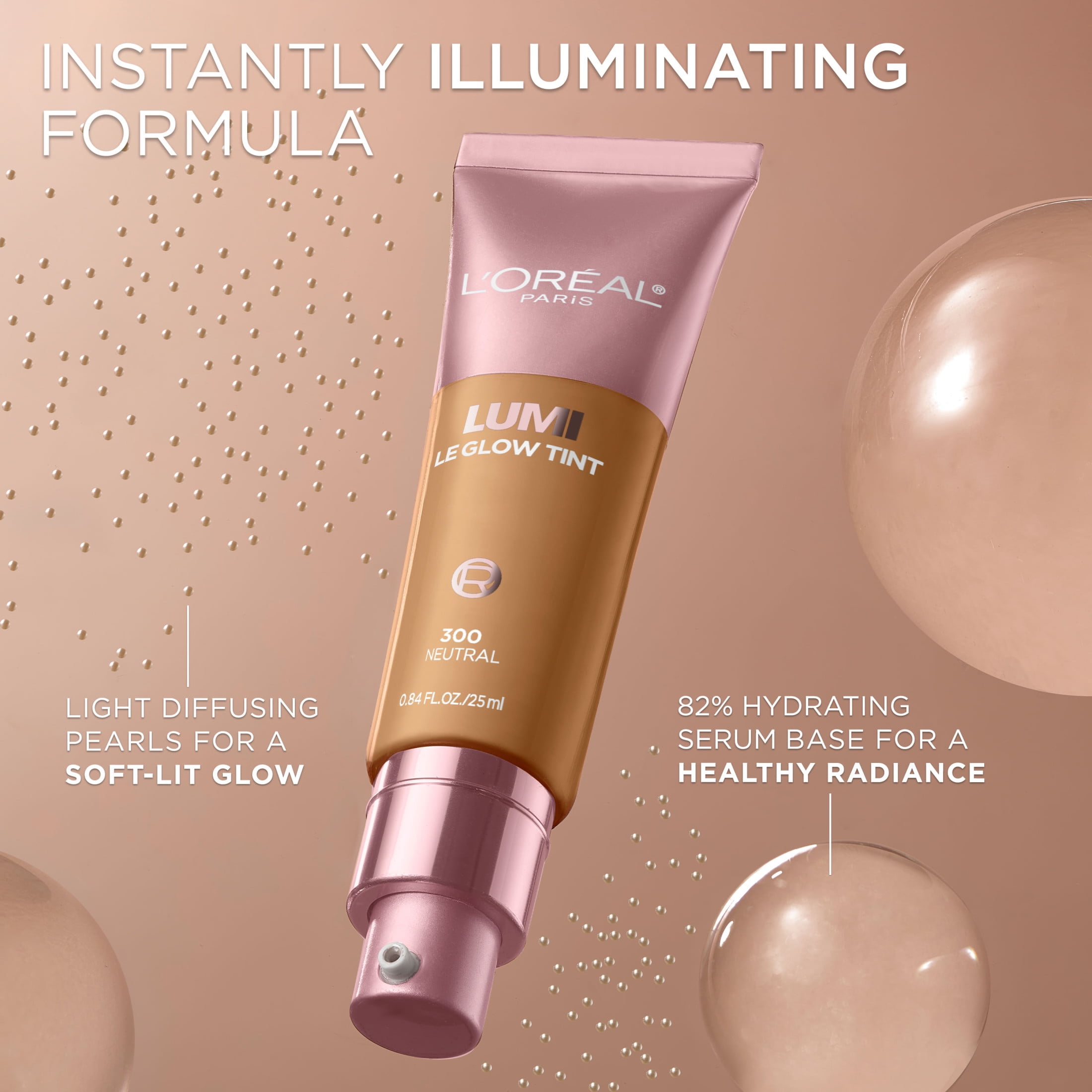 L'Oreal Paris Lumi Le Glow Skin Tint Foundation Makeup, 100 Cool, 0.85 fl oz