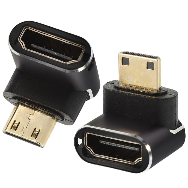 TABLZONE 2Pcs Video Female to Micro Male Adapter Black with 90 Degree Angle for Computer and TV Connection