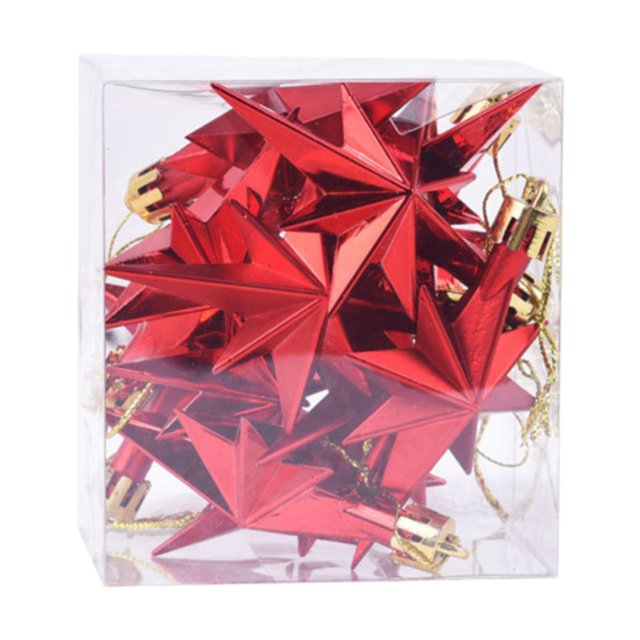 12 adornos colgantes de estrellas para Navidad, bonitos adornos para de Navidad hechos a mano para sala de estar al aire libre, cafetería de Rojo