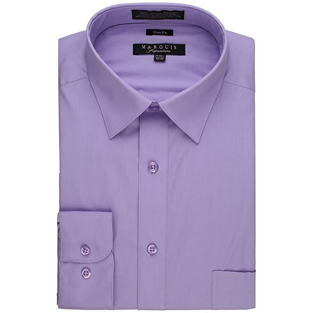 Marquis - Marquis Men's Long Sleeve Slim Fit Solid Dress shirt -Violet ...