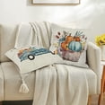 thumbnail image 5 of Happy Fall Pillow Covers 20x20 Set of 4 Teal Watercolor Pumpkin Throw Pillow Thanksgiving Day Gift Outdoor Decorative Pillowcase Farmhouse Fall Decor Grateful for Sofa Couch Livingroom, 5 of 5