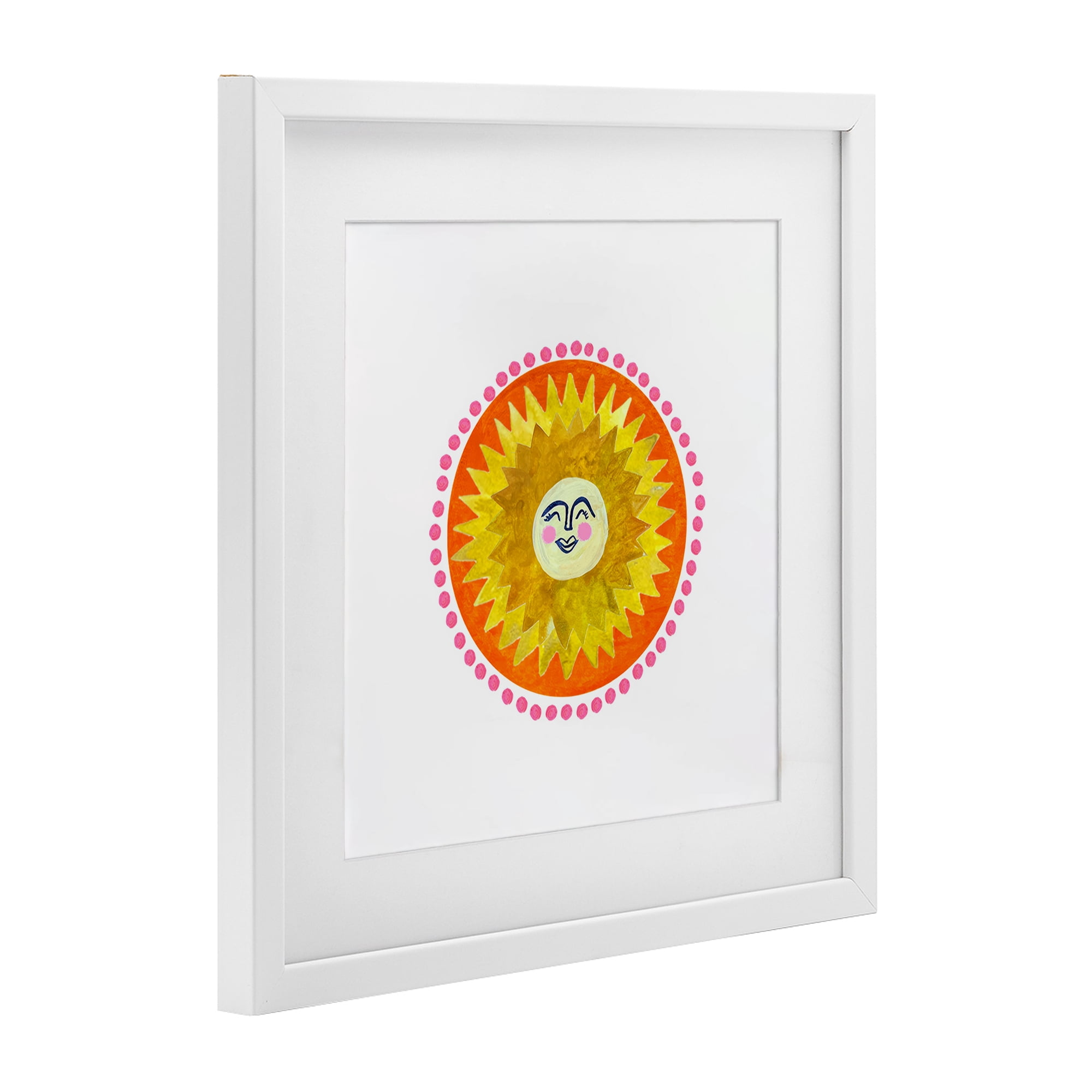 Stupell Industries Yellow & Orange Smiling Sun White Framed Print Under Glass, design by Katherine Herrell Studio