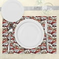 thumbnail image 3 of Ambesonne Christmas Place Mats Set of 4, Snowman Reindeer, Standard Size, Pale Brown White and Red, 3 of 6