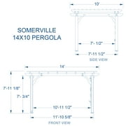 Backyard Discovery Somerville 14x10' Cedar Wood Patio Pergola Kit, Trellis Roof, PowerPort