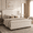 Cream, variant on Merluxy King Size Platform Bed Frame, Velvet Upholstered Sleigh Bed with Scroll Wingback Headboard & Footboard/Button Tufted, Black