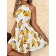 thumbnail image 3 of Yellow Clasi Halter Tie Waist A-Line Dress, Suitable For Vacation Vacation, 3 of 6