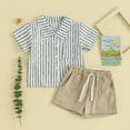 thumbnail image 2 of Bagilaanoe 2pcs Toddler Baby Boy Shorts Set Short Sleeve Striped Shirt Tops + Shorts 6M 12M 18M 24M 3T 4T Kids Casual Summer Clothes, 2 of 8