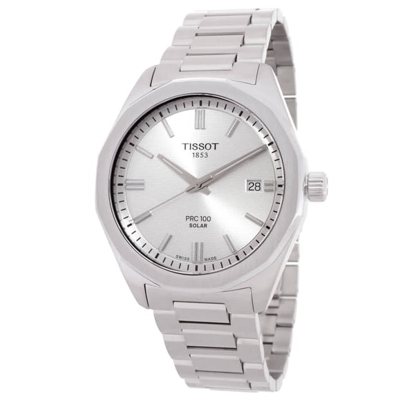 Tissot PRC Quartz Solar-Powered Silver Dial Watch T1514221103100