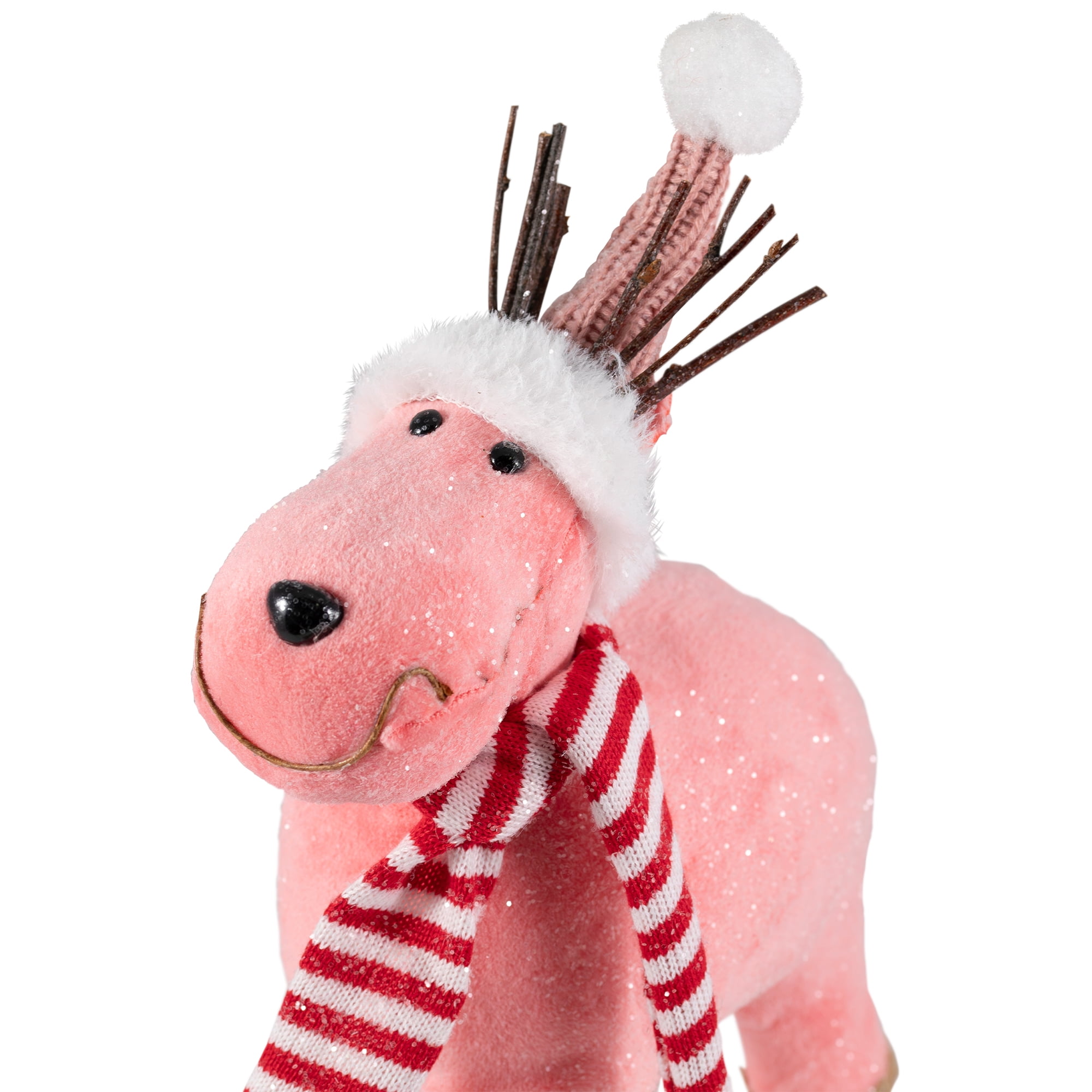 Northlight Glittered Reindeer in Winter Hat and Scarf Christmas Figure - 9"