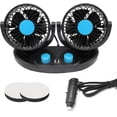 thumbnail image 1 of Ventilador de coche de 12 V, encendedor de cigarrillos/fuente de alimentación USB, ventilador de coche de doble cabezal y control, dos modos de velocidad, rotación de 360 grados para varios, 1 of 5